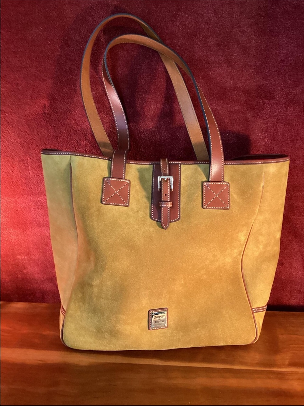 Dooney & Bourke Honey Suede Tote with Brown Leather Trim ….RARE FIND….Never Used